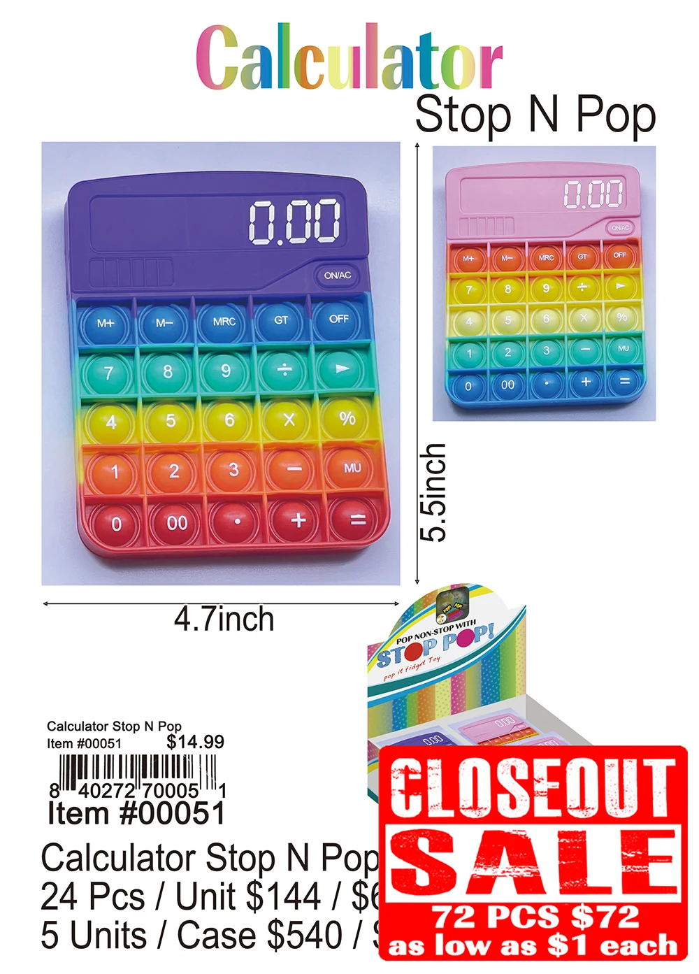 Calculator Stop N Pop Closeout